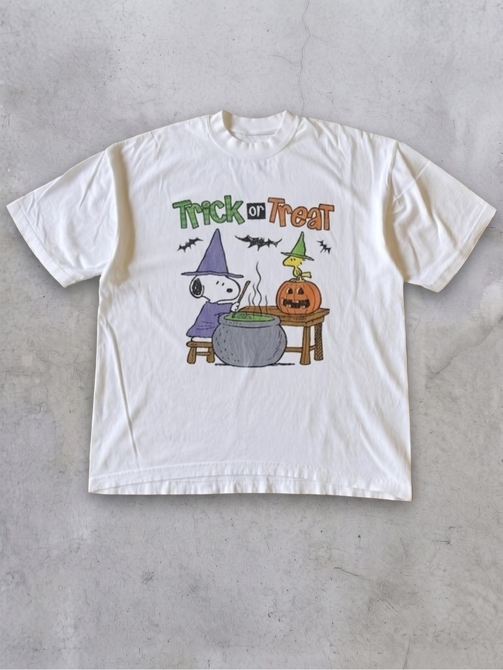 Trick or Treat Halloween Witch Dog Graphic Tee - Gildan White T-Shirt